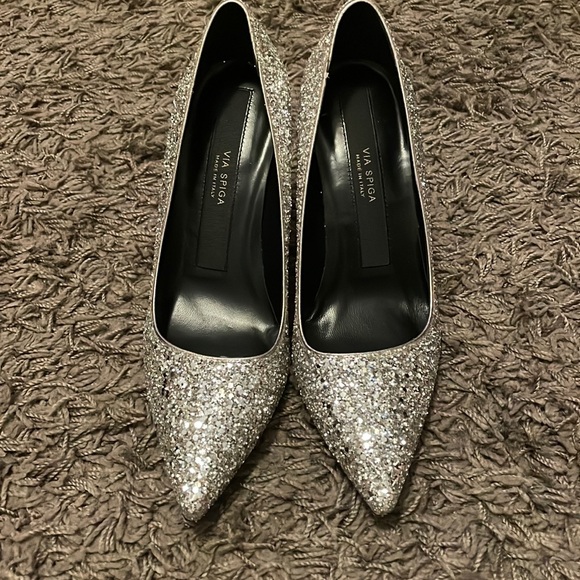 Via Spiga Nikole3 silver heels - Picture 1 of 7